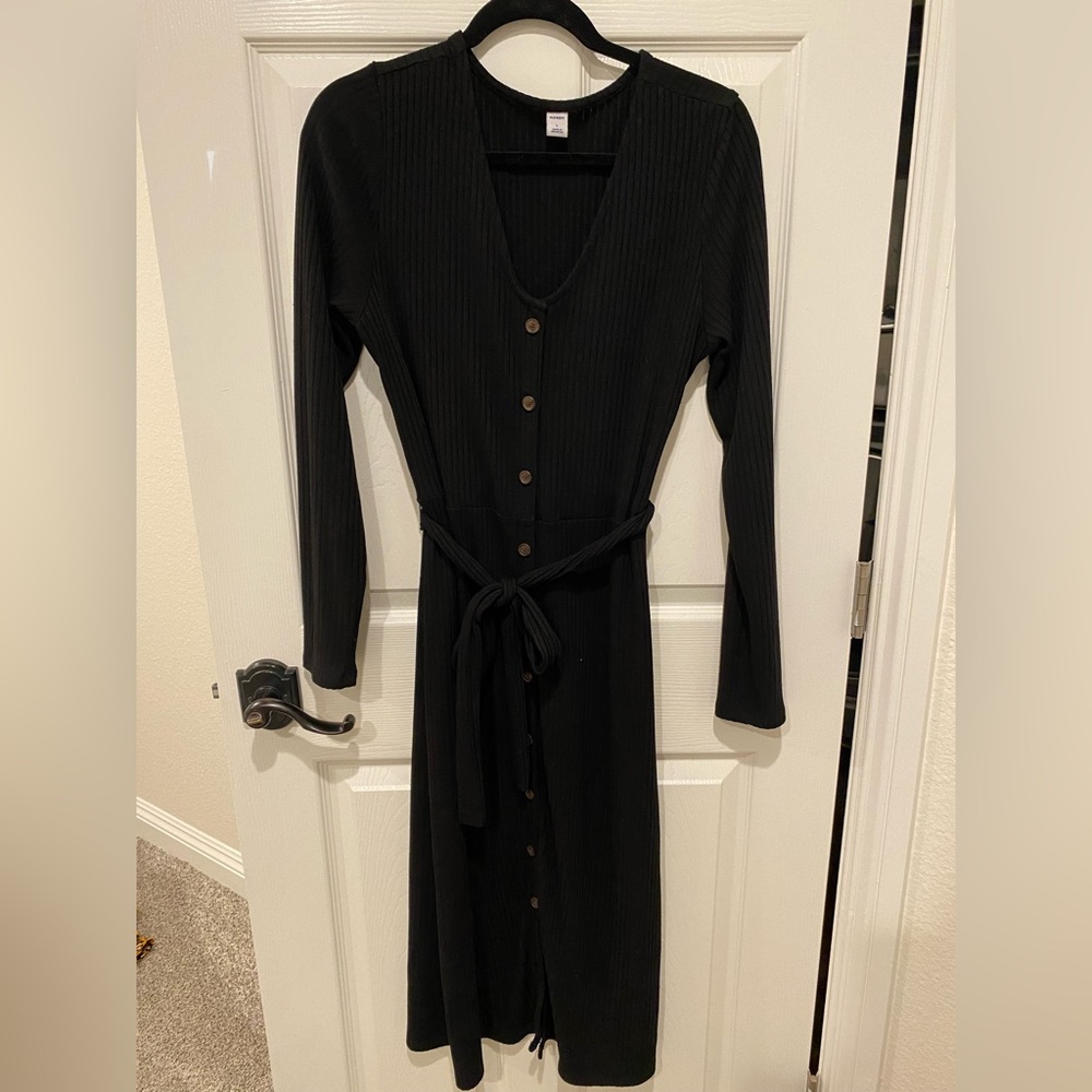 Black ribbed sweater dress